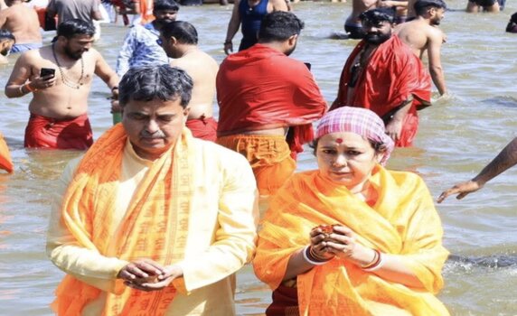 Maha Kumbh: Tripura CM Dr Manik Saha takes holy dip at Triveni Sangam, Prayagraj.